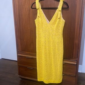 Dress The Poplulation Evening or Wedding Guest Dress In Yellow Lace.